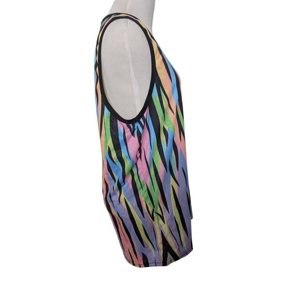 NEW iEDM Tiger Stripe Tunic Dress Womens Size Med Colorful Sleeveless Pullover - Picture 4 of 11